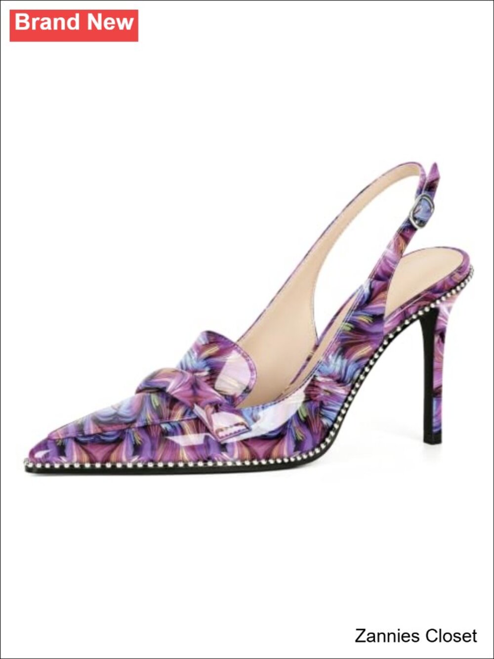 ✨ Women's Beaded Slingback Stiletto Heels Pointed Toe Pumps Formal